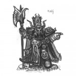 Concept Art of a Chaos Dwarf King by Mantic Games