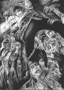 Comic-style image representing the Warhammer Quest Dungeon Event - Trap! The Hungry Pit
