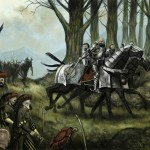 A picture of some Empire Knights being ambushed to illustrate the Warhammer Quest Dungeon Event entitled 'Abush!'.