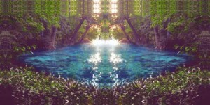 Image of fantasy pool of of sparkling clear water to illustrate the Warhammer Quest Travelling Hazard entitled Crystal Waters